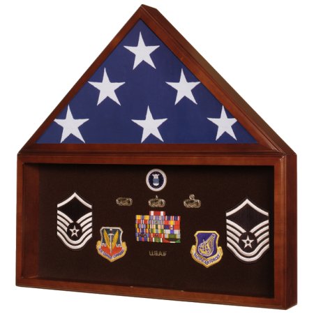 American Flag and Memorabilia Display Case