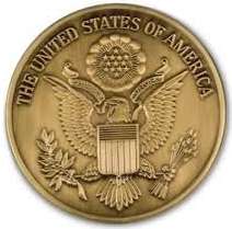 Brass Presidential Great Seal Medallion for United States American flag display case