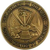 Brass Army Medallion for United States American flag display case