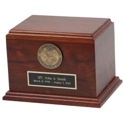 Heritage Solid Walnut Military Veteran Urn made in America Army Navy Air Force Marines Coast Guard law enforcement police firefighter