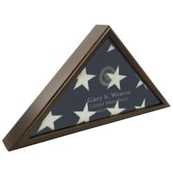 Sergeant Laser Engraved Flag Display Case American made Military Veterans Law Enforcement Black Cherry Oak Gunmetal Gray American made