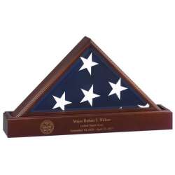 Admiral Flag Case with Laser Engraved Pedestal Hidden Cremation Urn made in America Army Navy Air Force Marines Coast Guard law enforcement police firefighter