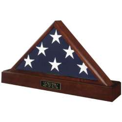 Veteran Cremation Urn Flag Display Case Set with Hidden Urn Pedestal Base made in America Army Navy Air Force Marines Coast Guard law enforcement police firefighter